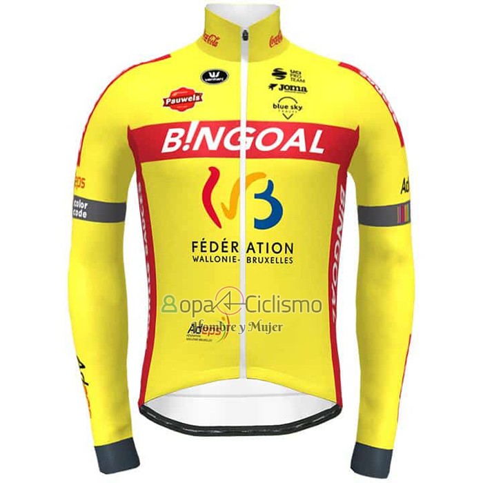 Allonie Bruxelles Ropa Ciclismo Culotte Largo 2021 Hombre Mangas Largas AMarillo